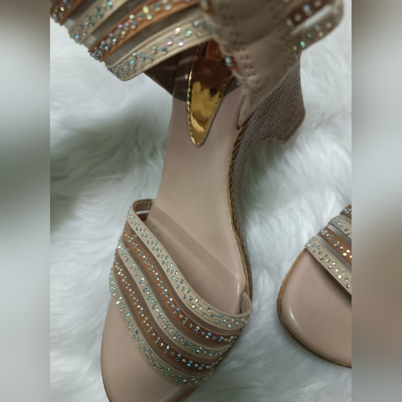 Catwalk Embellished Beige Heels - Picture 7 of 9